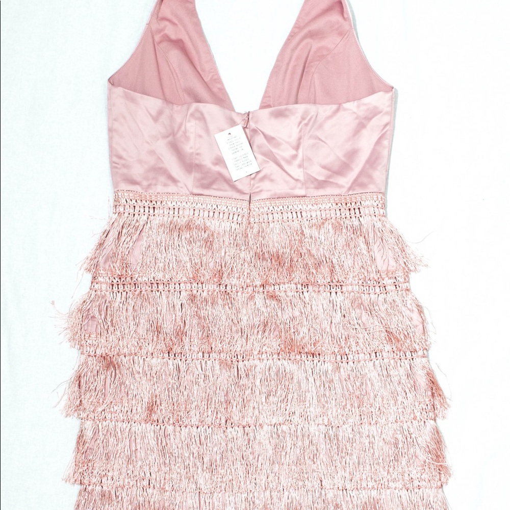 Pink Silk Tassel Bodycon Dress - Picture 2 of 2
